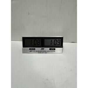 MFJ-108B 24/12 Hour Dual LCD Clock Extruded Aluminum Frame Local UTC No Battery